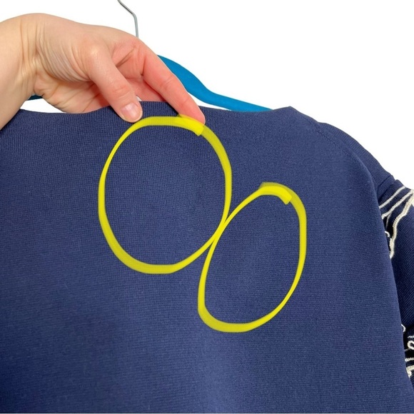 J Crew Navy Blue Ruffle Boatneck Short Sleeve Knit Sweater - Picture 7 of 11